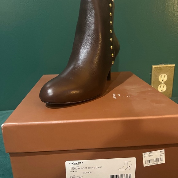 Brand new brown coach heeled booties, super cute and stylish never worn ! - Picture 2 of 4